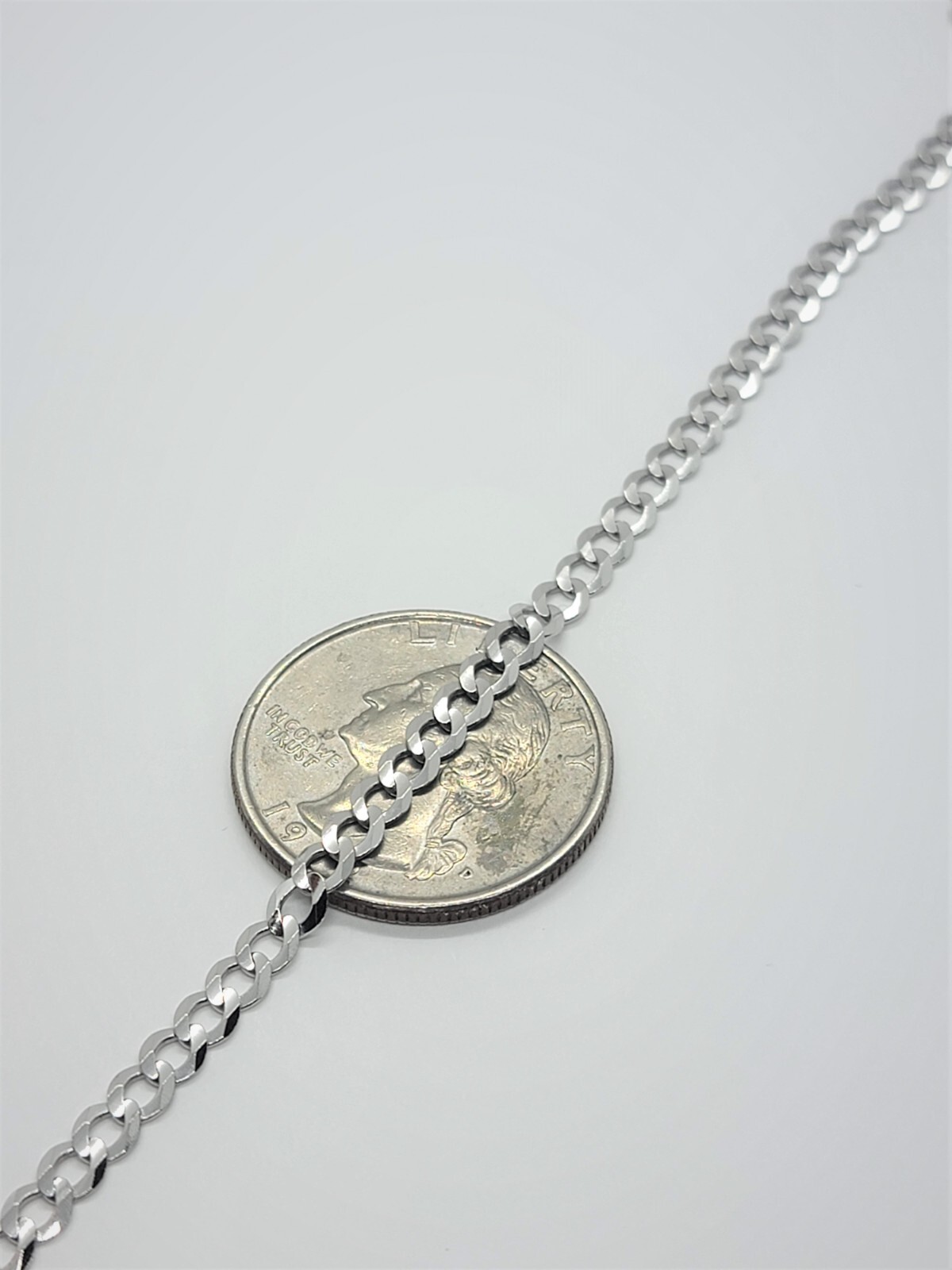 10K Solid Gold White Cuban Link Chain Bracelet Men Women 2mm – 5mm 7″ ~ 30″