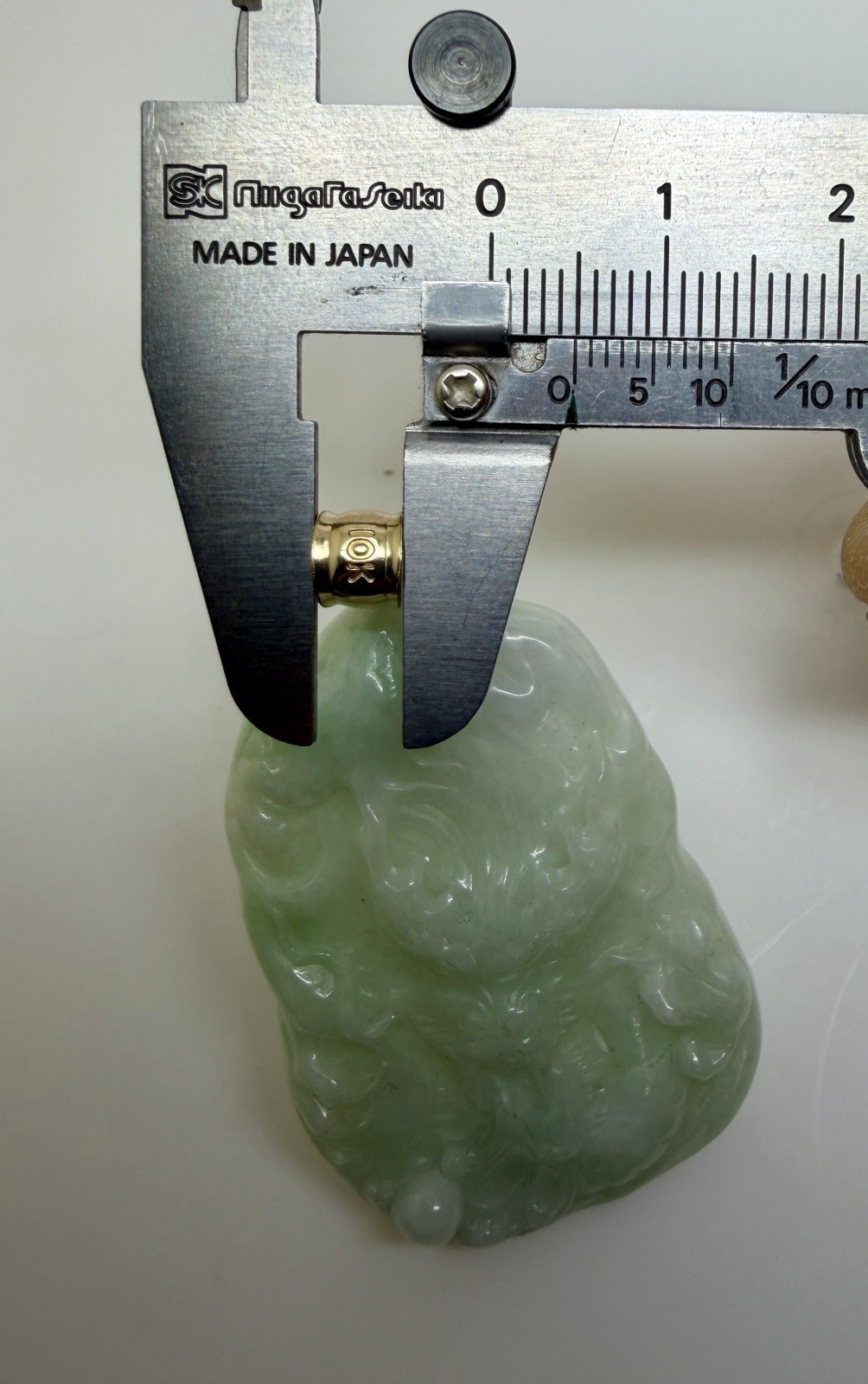 Real 10K Bail Top 100% Natural Green Jade Pendant Dragon Myanmar Jade FREE CHAIN