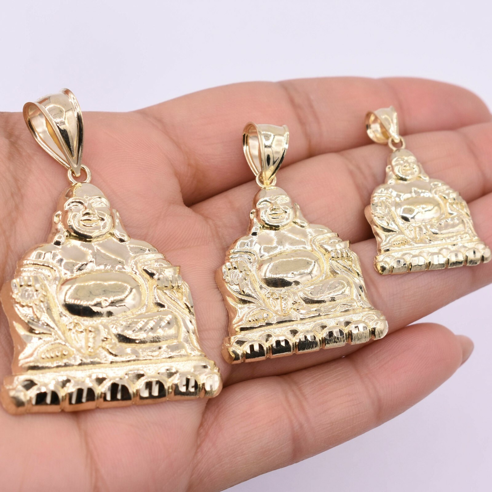 Happy Buddha Pendant Charm Real 10K Yellow Gold ALL SIZES
