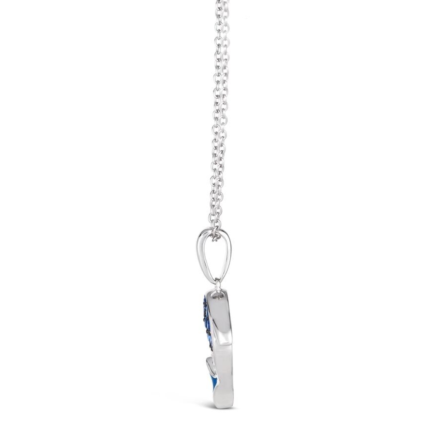 LeVian 14K White Gold 18″ Pendant Necklace with 0.17 ct. Blue Enamel & Sapphire