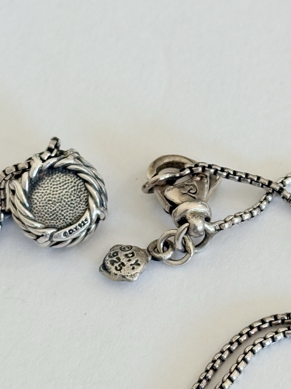 David Yurman Sterling Silver Black Onyx Petite Chatelaine Pendant Necklace 17”