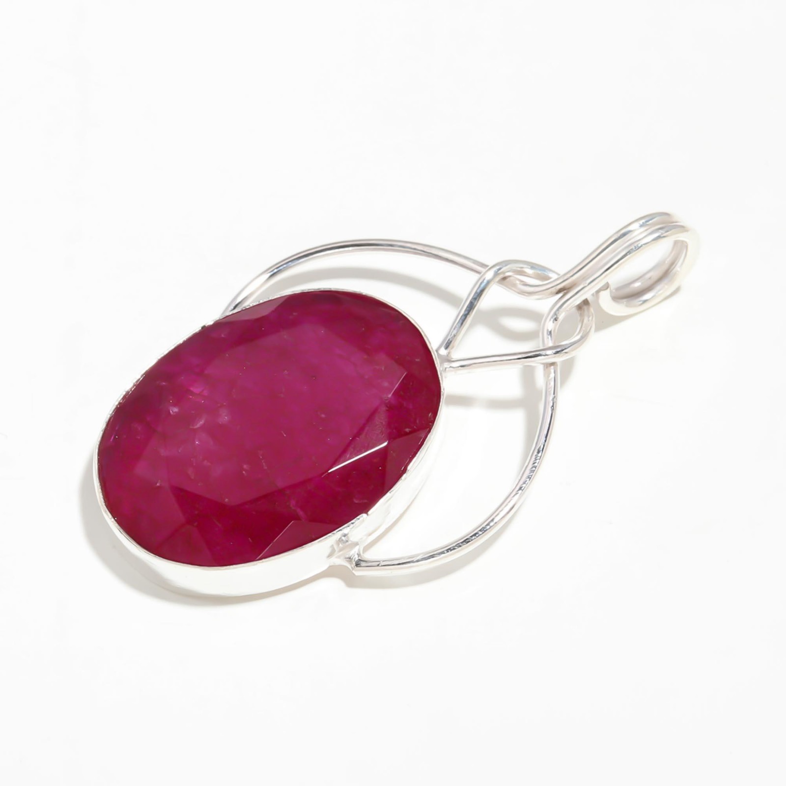 Natural Ruby Gemstone Handmade 925 Sterling Silver Jewelry Pendant
