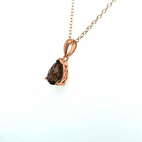 LeVian 925 Sterling Silver Rose Gold Plated Smoky Quartz .75 ct Pendant Necklace