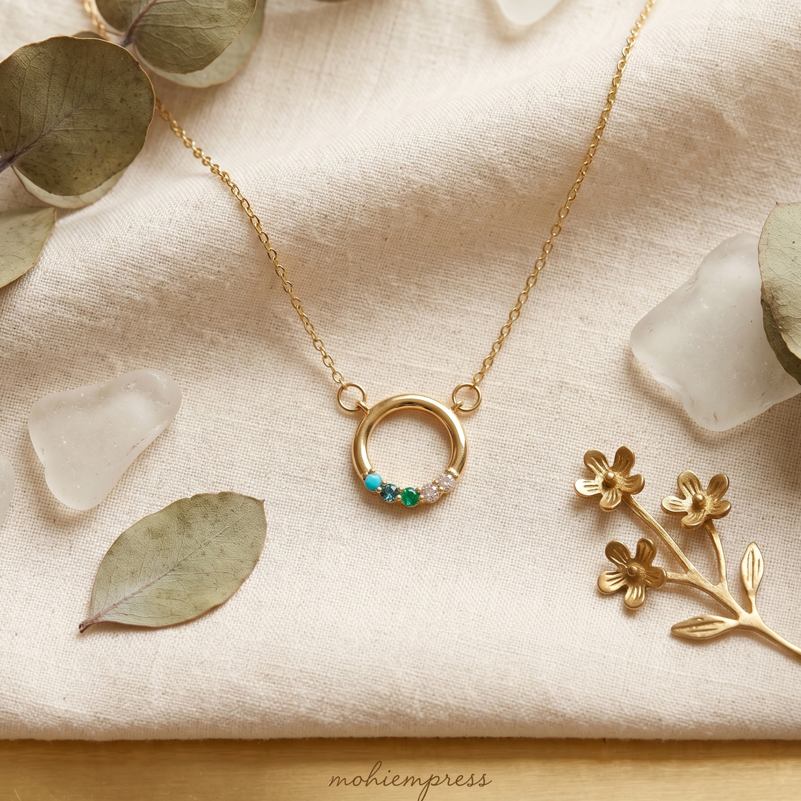 925 Sterling Silver Personalized Family Birthstone Necklace, Handmade Jewelry