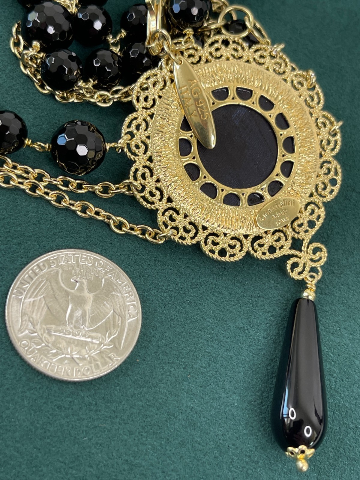 Braccialini Gold Plated .925 Sterling Silver Rose Cameo Pendant Necklace – ITALY