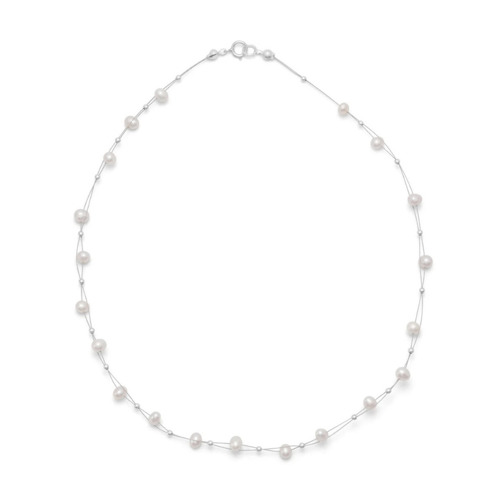 16″ Double Strand Cultured Freshwater Pearl Necklace