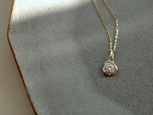 Lab Grown Diamond Solitaire Pendant In 1.00Ct Round Cut 14K Yellow Gold Plated