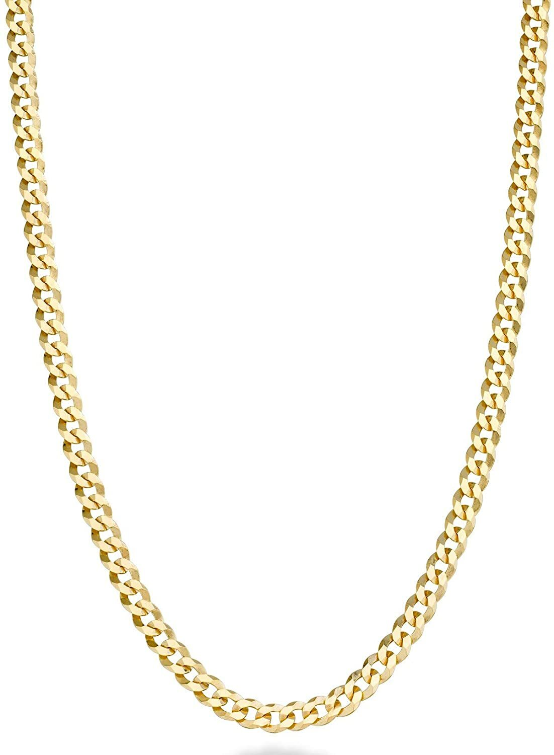 4MM Solid 925 Sterling Silver Italian Gold Curb Cuban Chain Necklace 18″- 24″