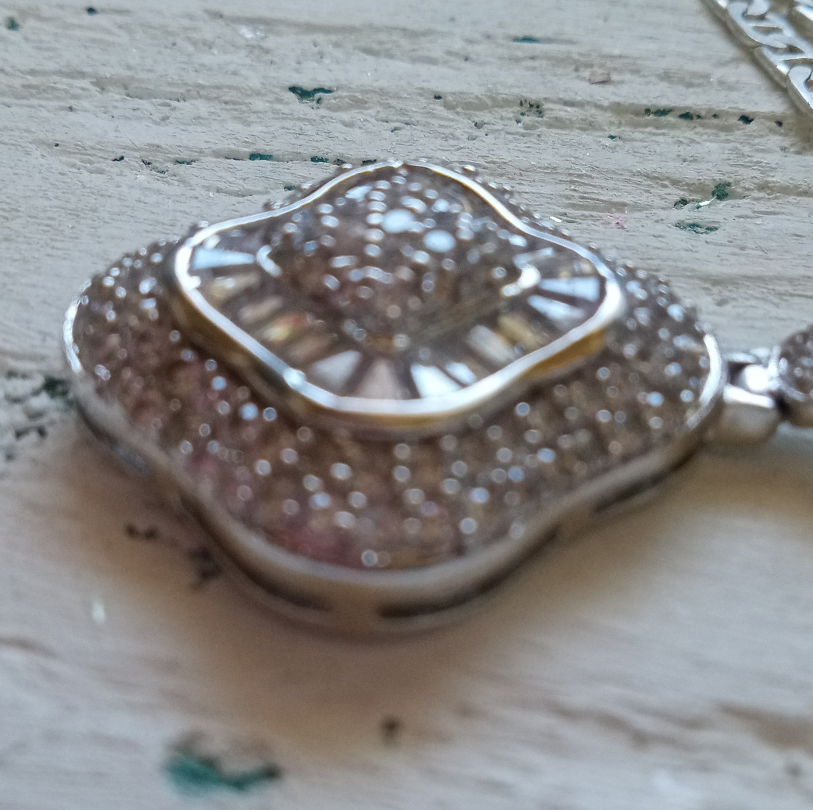 Square Moissanite Cluster Pendant in Sterling Silver 925, White Gold Look, New