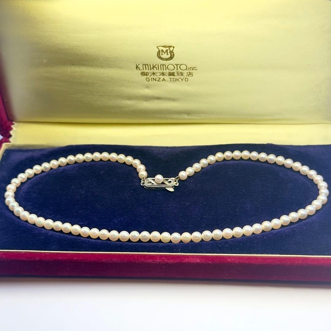 MIKIMOTO Akoya Baby Pearl Necklace 4.4-4.9mm Sterling Silver 14″ 36cm w/ Box JP