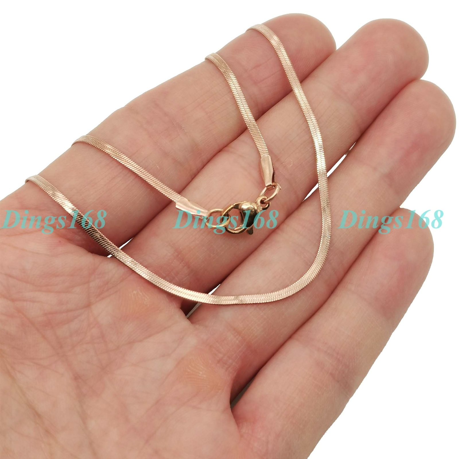Rose Gold Filled Tarnish-Resist 16″ 2mm Thin Herringbone Choker Chain Necklace