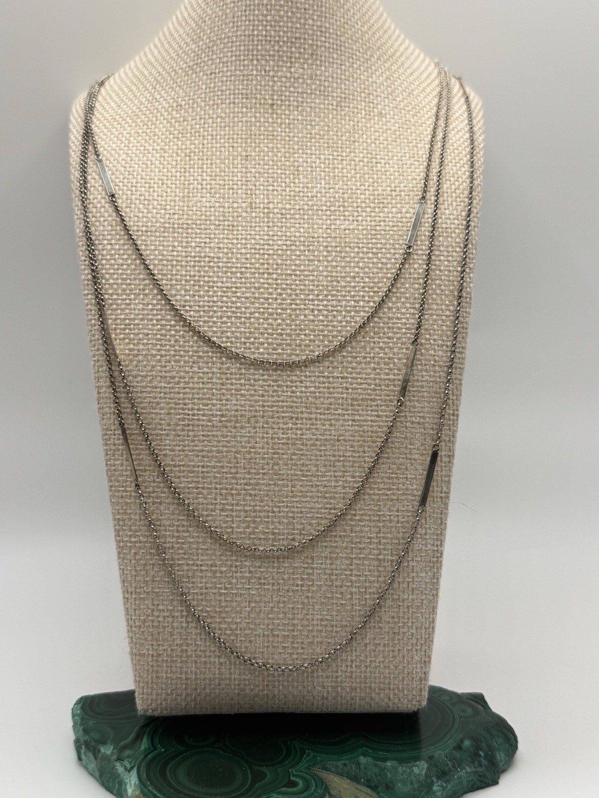 Vintage Silpada Multi Strand Sterling Silver Bar Chain Layered Necklace 28″-34″