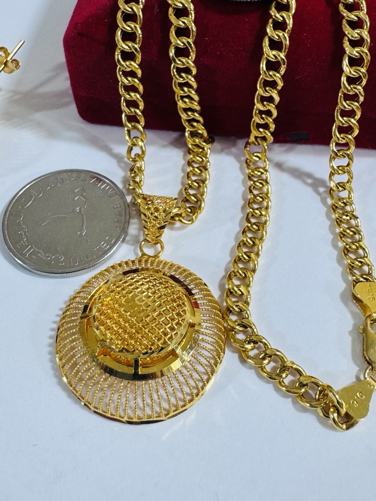 Saudi 22K Solid 916 Real Fine Gold Round Set Necklace 18”/18.5” Long 16.6g 6mm