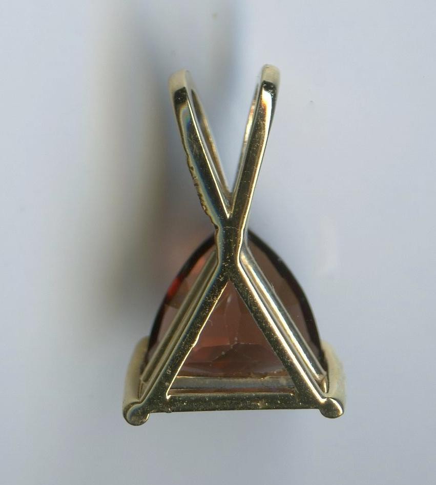 14K Solid Yellow Gold 7mm Trillion Red Garnet Gemstone Solitaire Pendant (XN