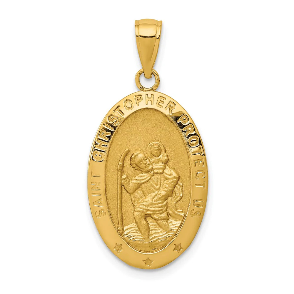10K / 14K Yellow Gold Saint Christopher Medal Pendant