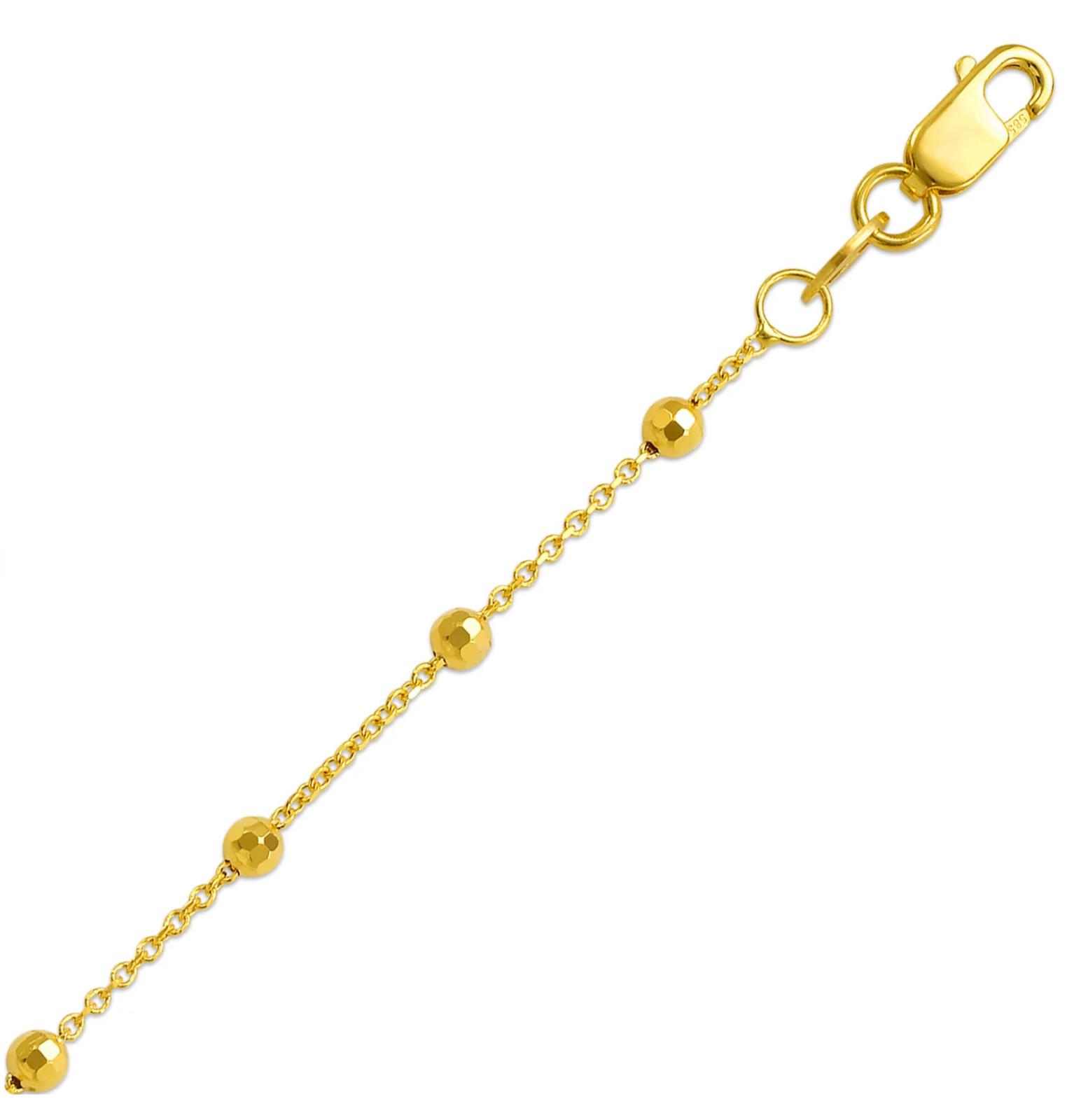 14k Real Solid Gold Bead Station Necklace Ball Beaded Rolo Chain 7″ 16″ 18″ 20″
