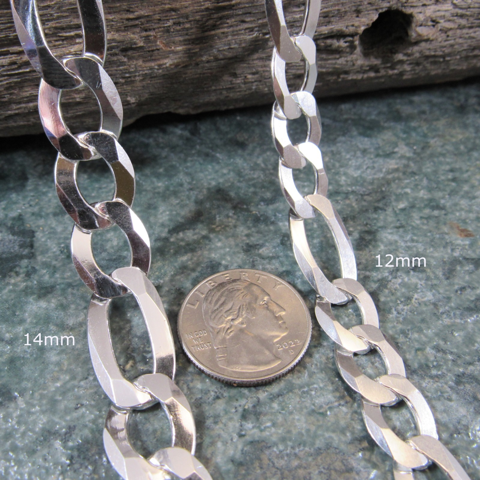 3MM or 5MM Solid 925 Sterling Silver Men’s FIGARO Chain Necklace Made In Italy