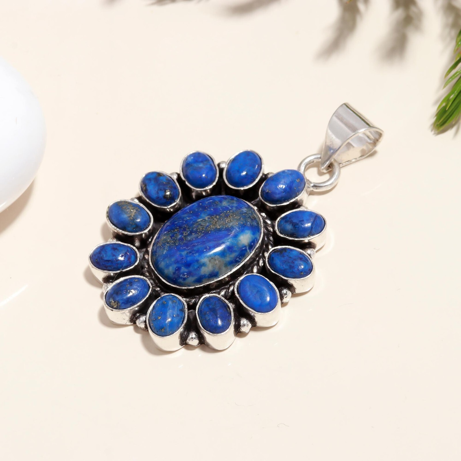 Natural Lapis Lazuli Gemstone 925 Sterling Silver Jewelry Pendant