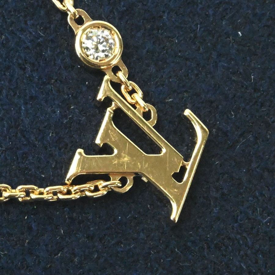 Louis Vuitton Idylle Blossom LV Pendant Necklace K18 Yellow Gold Diamond 40cm