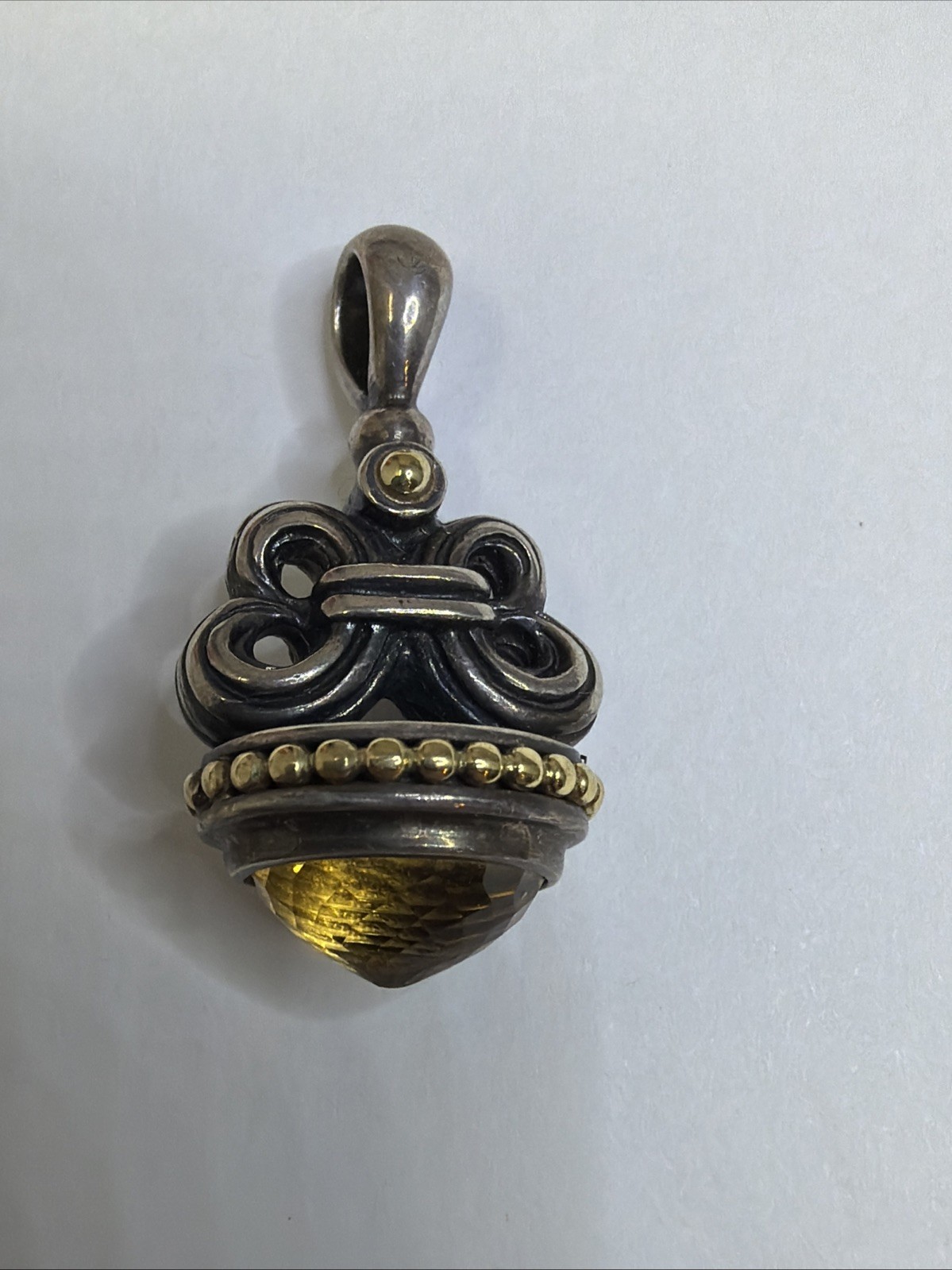 Lagos Caviar 18k Gold & Sterling Silver Pendant – Citrine