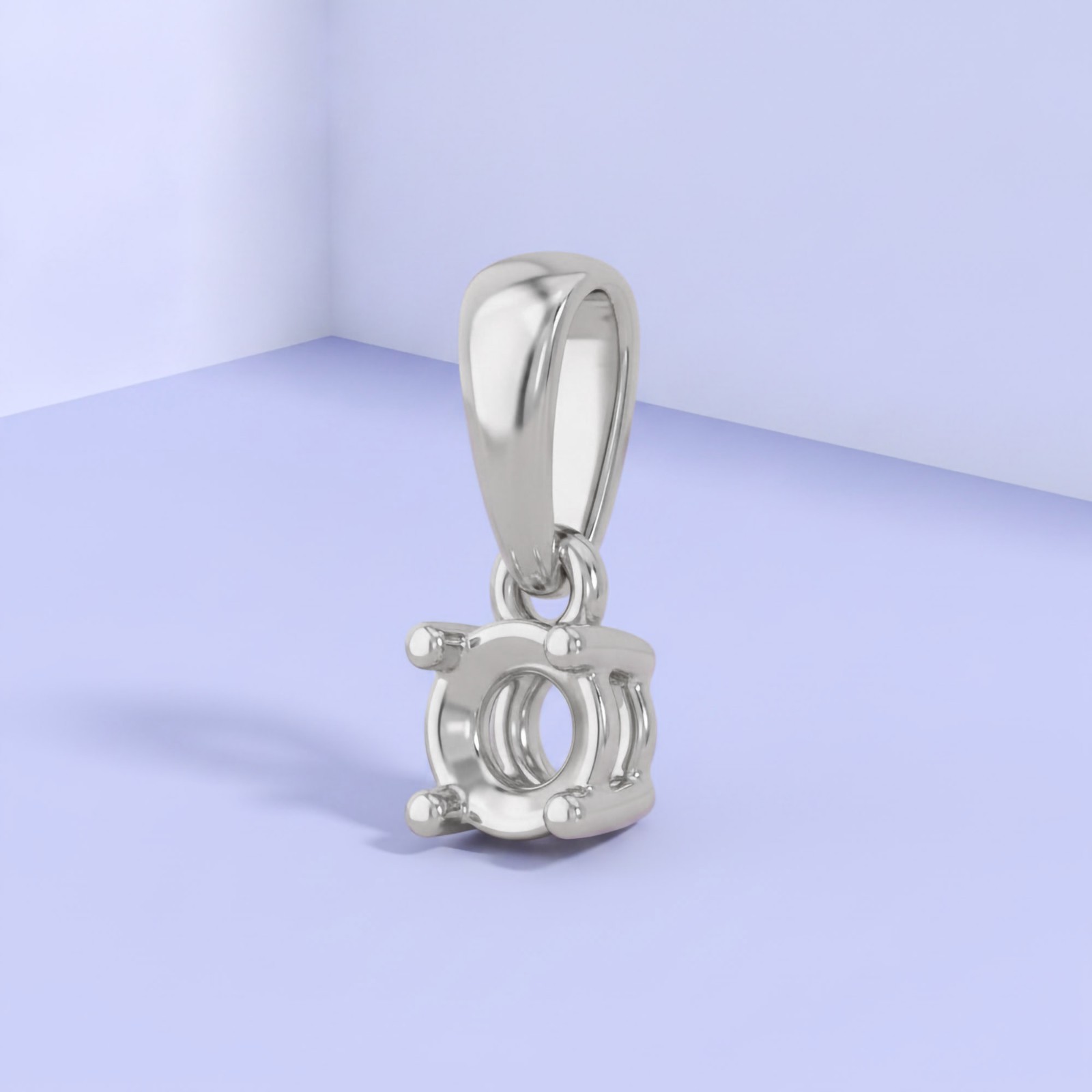 Semi Mount Pendant Setting Round 3mm To 5mm in 925 Sterling Silver