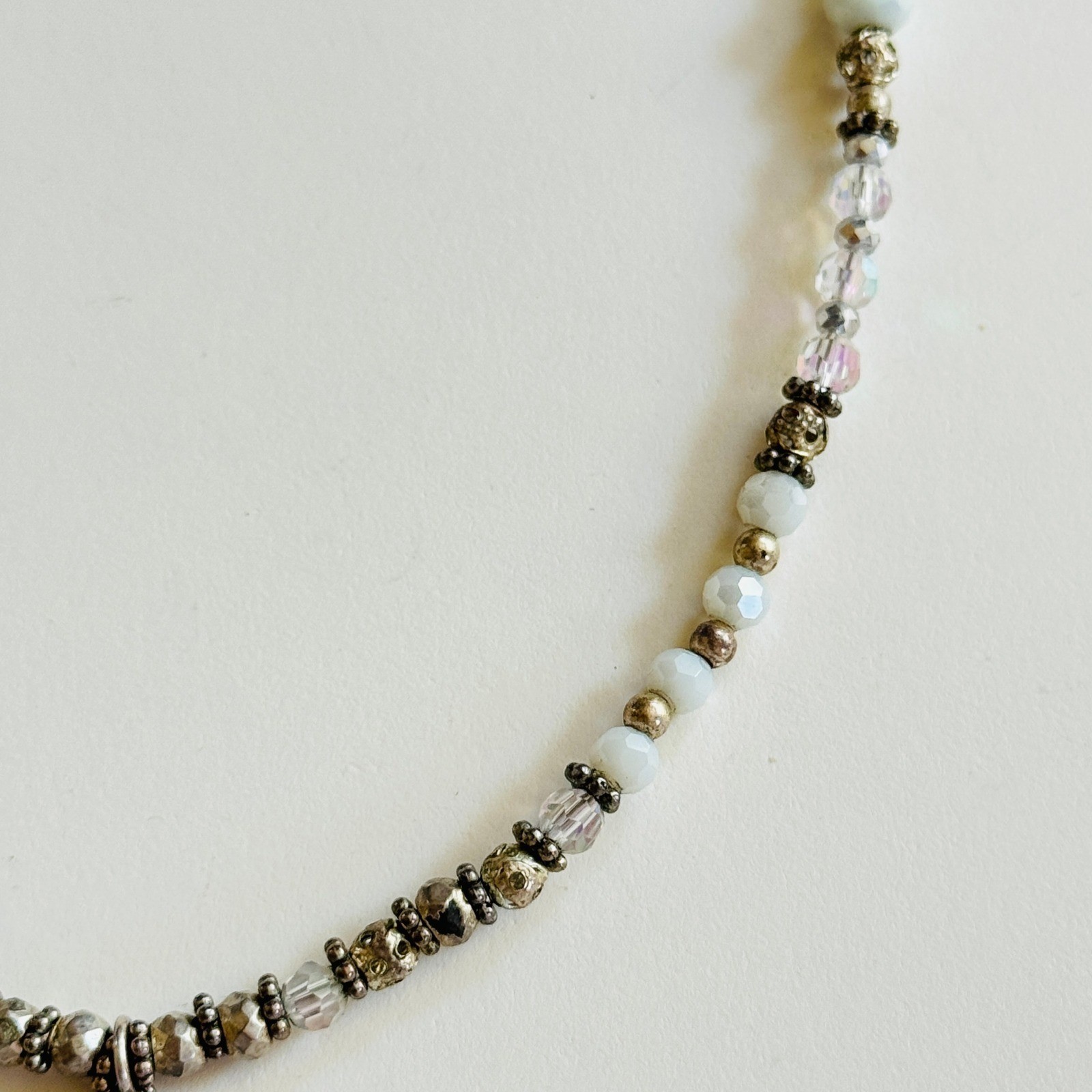 Snake Serpent beaded Necklace crystal Beads Sterling Silver 925 Collar 18″ OOAK