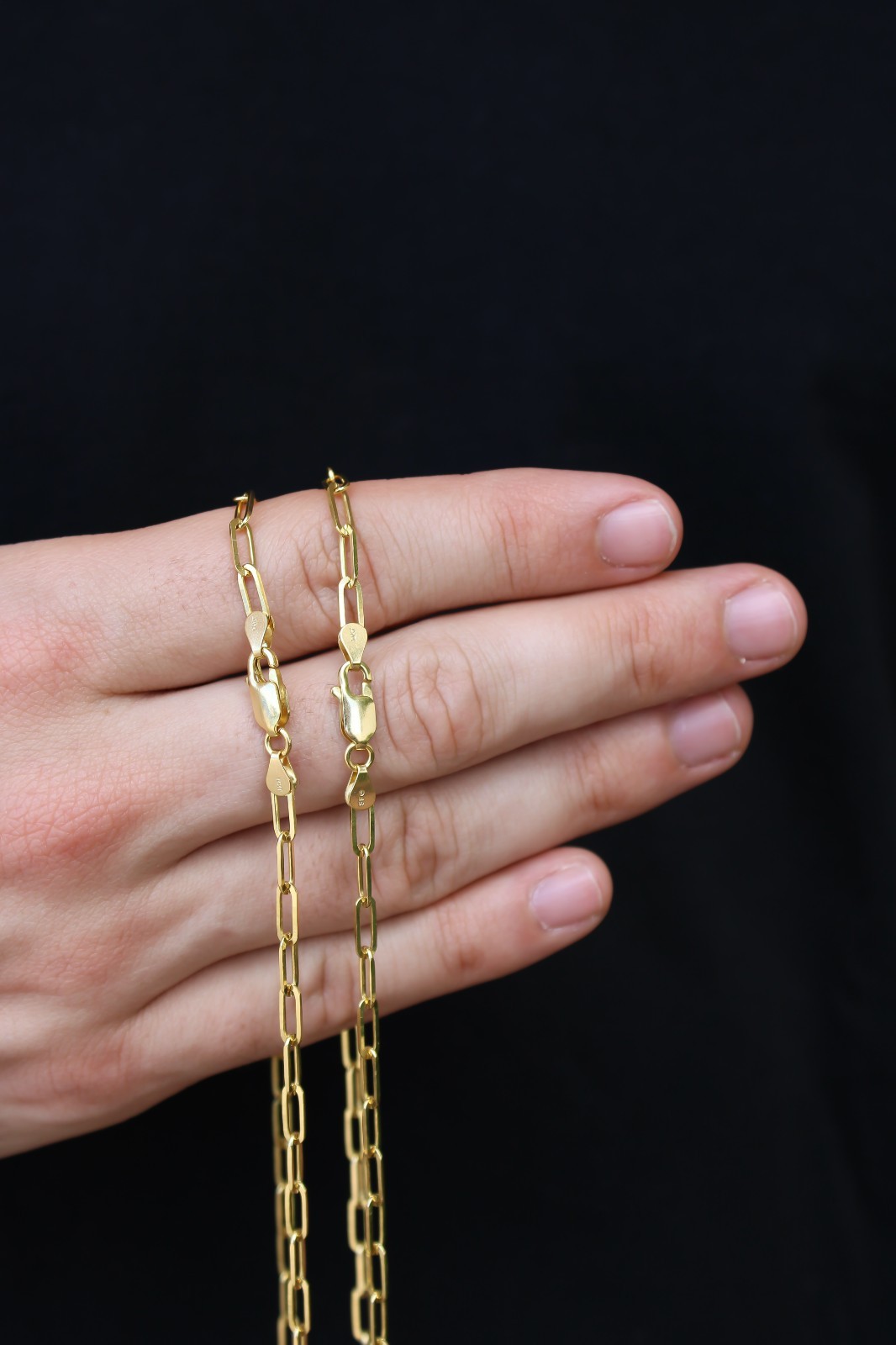 14k SOLID Gold Chain 3.5mm Necklace Paper Clip Chain 22″ 24″ – UNISEX Adult