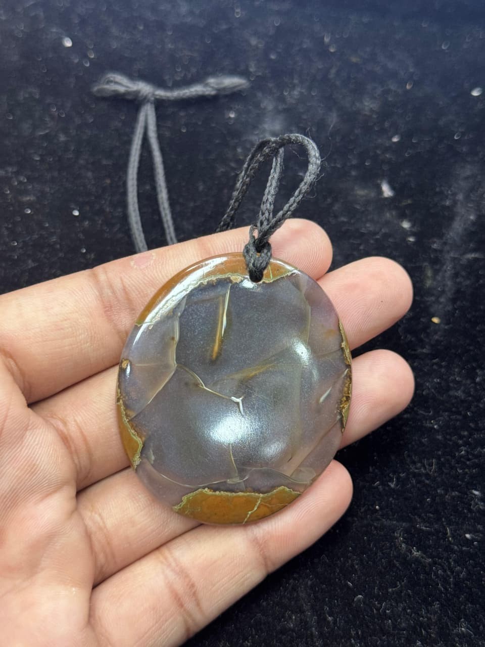 Natural Thunder Egg Agate Pendant Necklace Handmade Jewelry