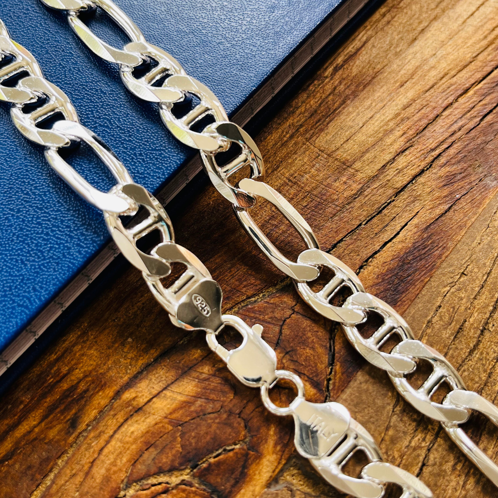 Real Solid Sterling Silver Figarucci Mens Boys Chain Bracelet or Necklace