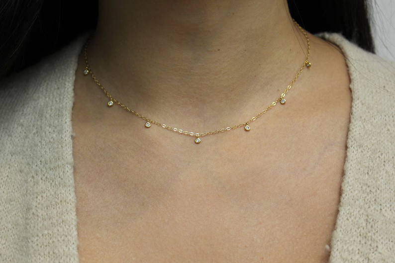 High Quality 14k Gold Women’s Gift Natural Diamond Certified Necklace Round Cut