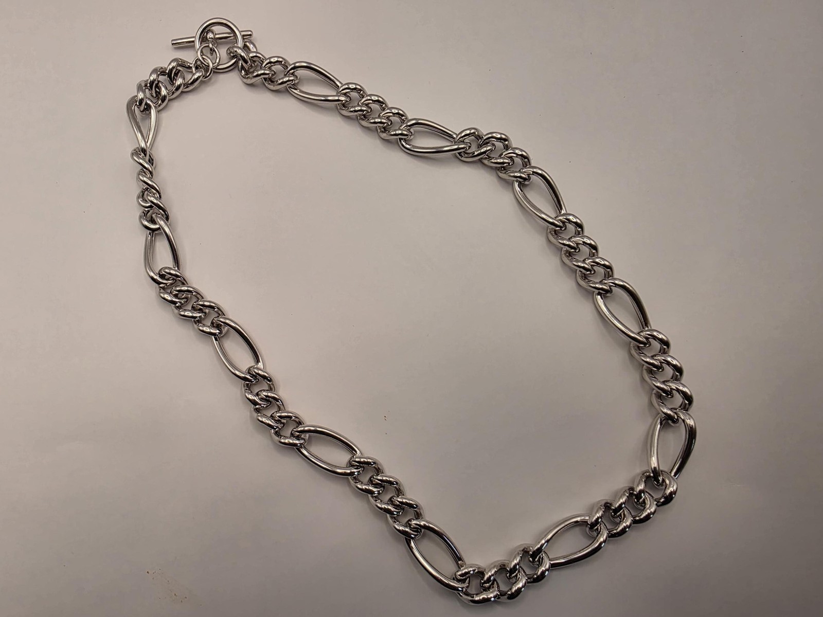 Sterling Silver Figaro Chain Necklace | 925 Silver 10mm Chain 18 Inch