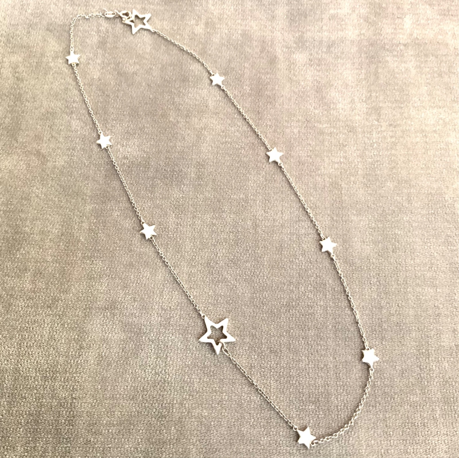 STERLING SILVER STAR NECKLACE multi stars small rolo chain -great for layering!