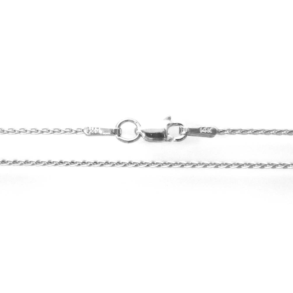 14K Solid White Gold Wheat Snake Chain 1.5 mm Length: (45 cm) 18 inches ES15D-50