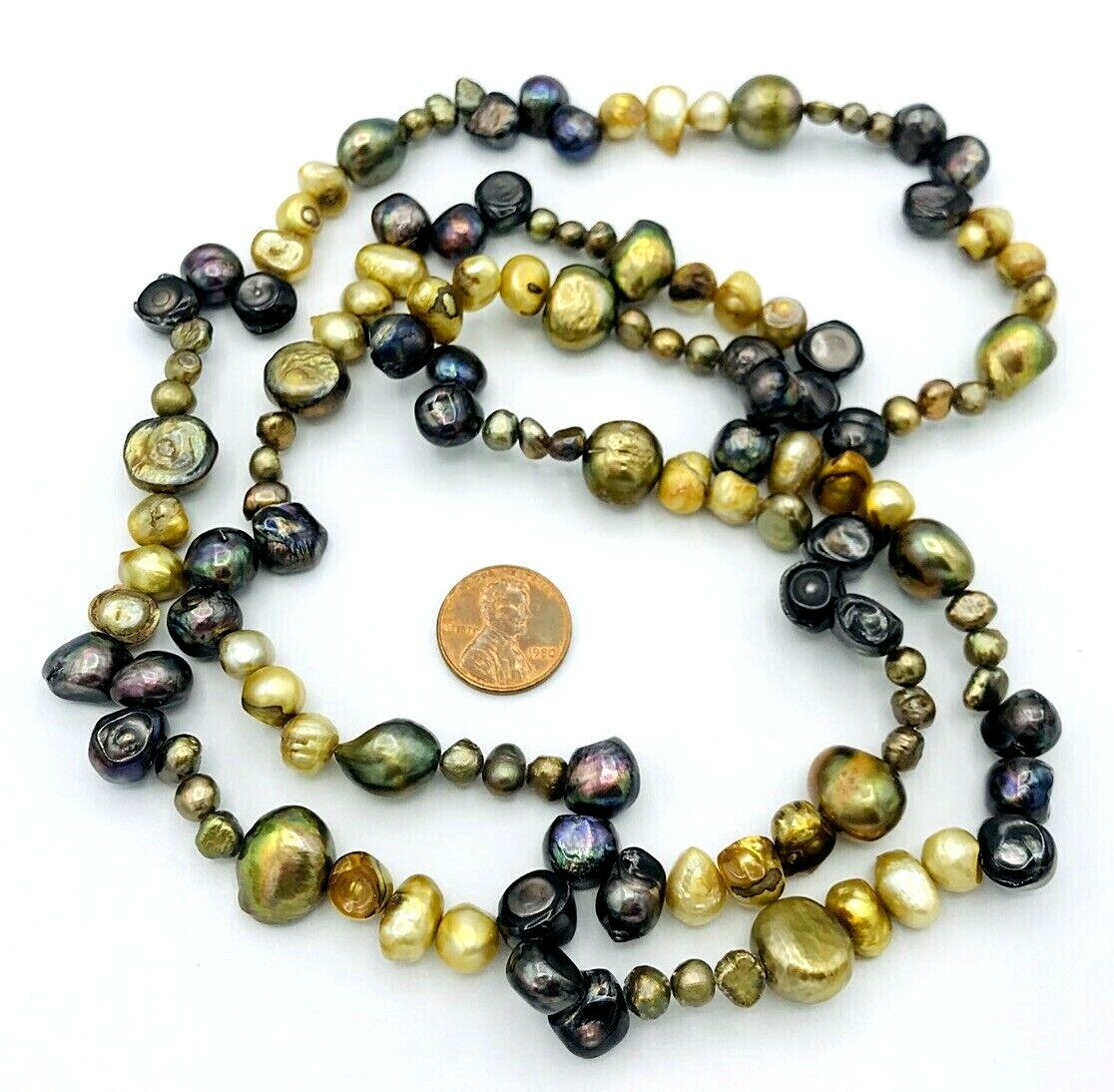 Freshwater Baroque Pearl Infinite Strand Necklace 36″