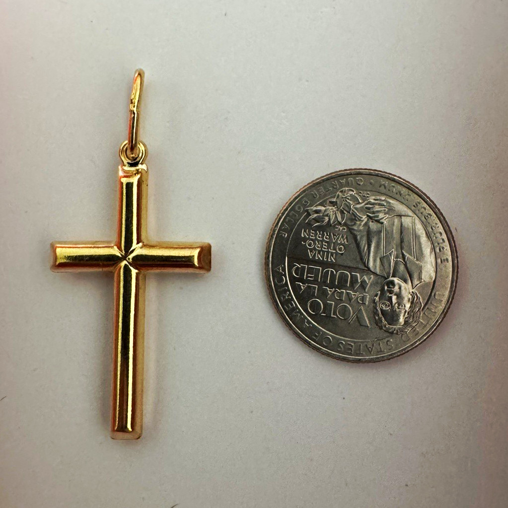 925 Sterling Silver Gold Tone Cross Charm Pendant