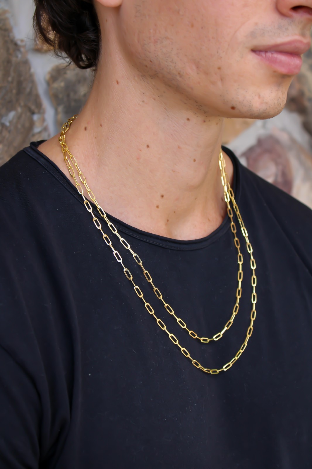 14k SOLID Gold Chain 3.5mm Necklace Paper Clip Chain 22″ 24″ – UNISEX Adult