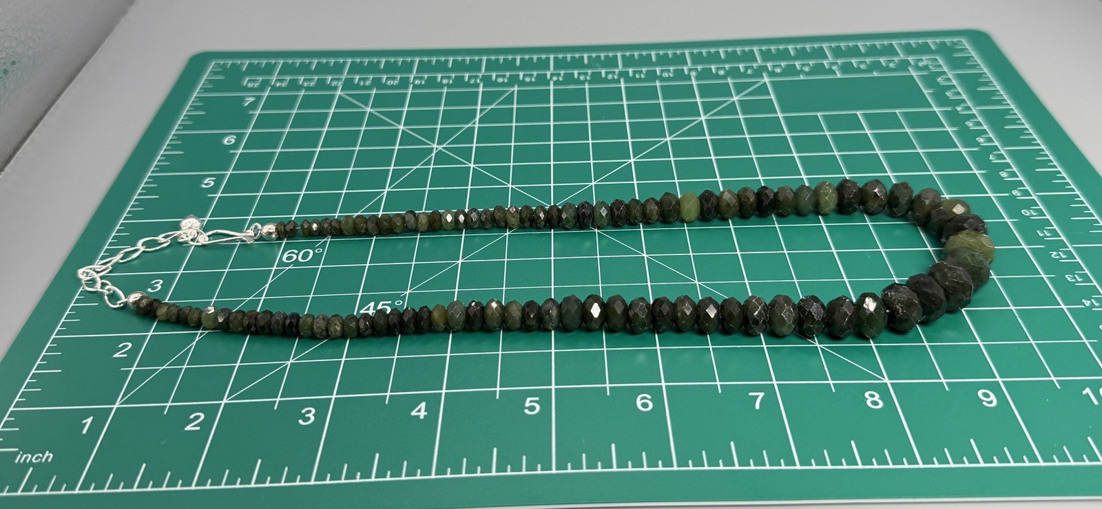 Jay King Natural Pakistan Nephrite Jade Faceted 925 Sterling Silver Necklace