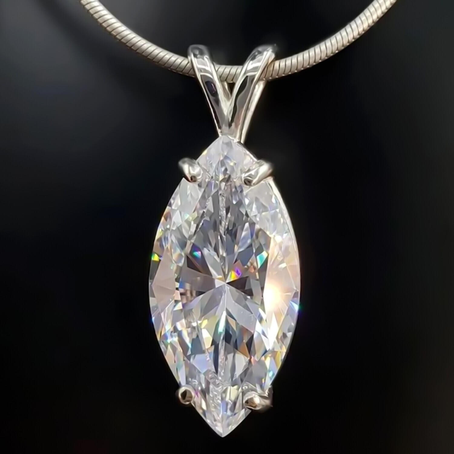 5 Ct Marquise Diamond Pendant in 925 Silver Certified Gift for Birthday