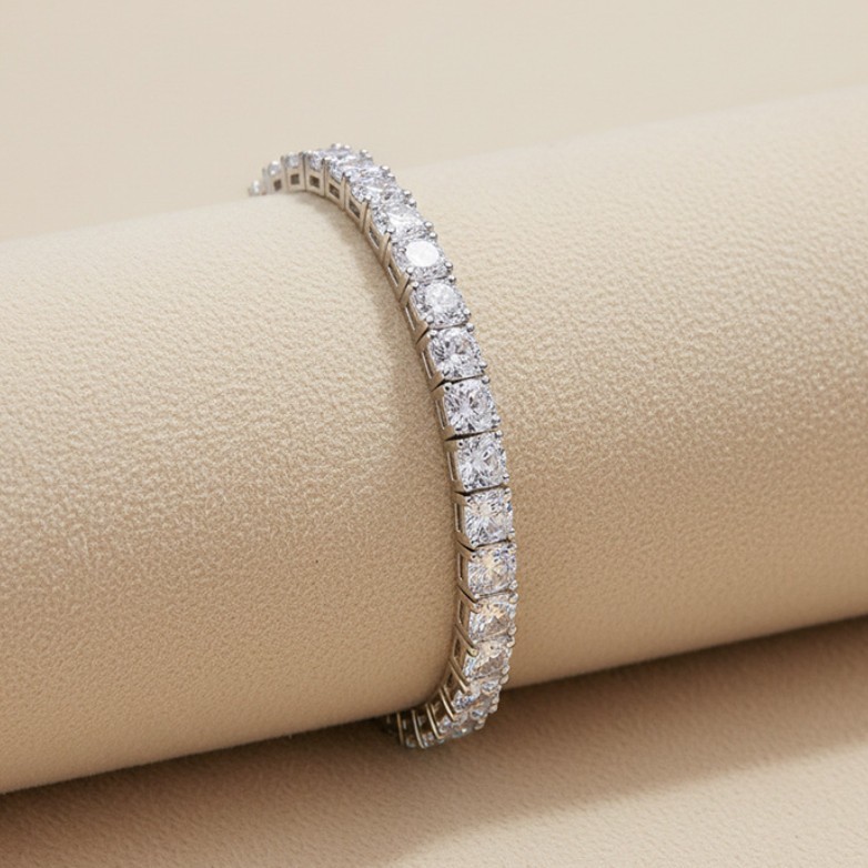 2-5mm Round Cut Moissanite Tennis Chain S925 Sterling Silver Bracelet Necklace