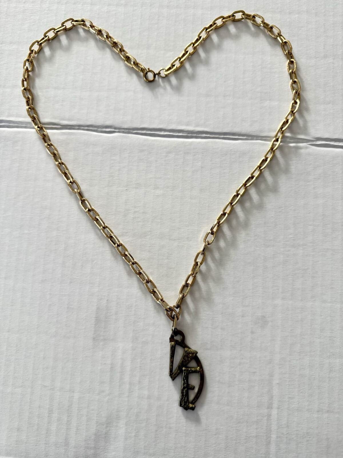Vintage Half LOVE Pendant Necklace Gold Colored Metal