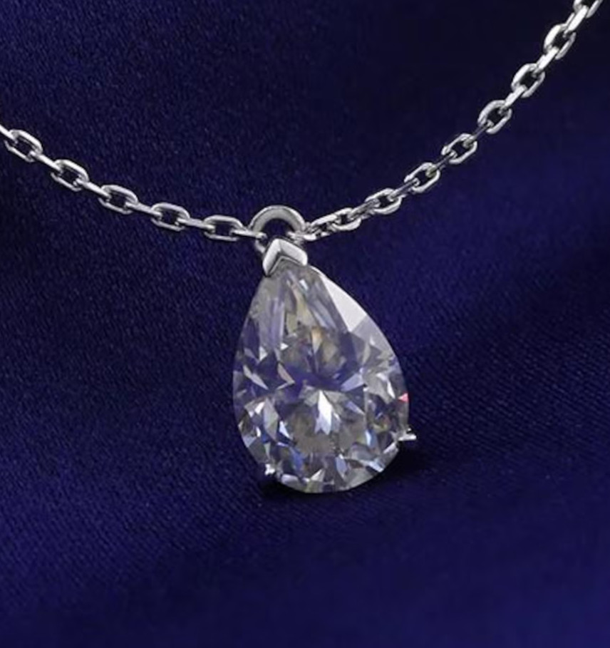 IGI Pear-Cut 4.00Ct EF/VS1 Lab Grown Diamond Necklace& Pendant 14k White Gold