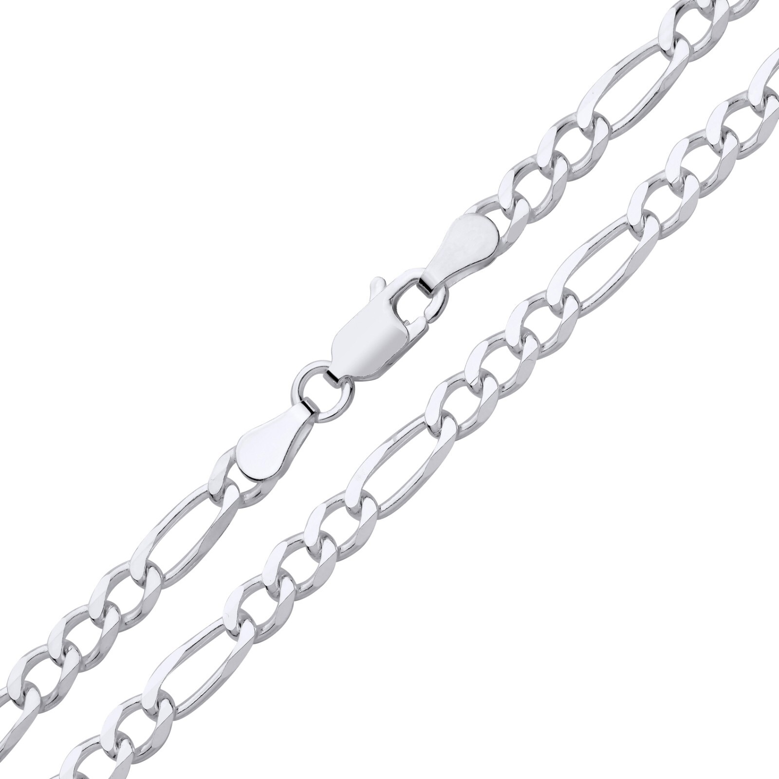 Sterling Silver Figaro Chain 4mm – Solid & Sturdy – 16″ 18″ 20″ 22″ 24″ 26″ 30″