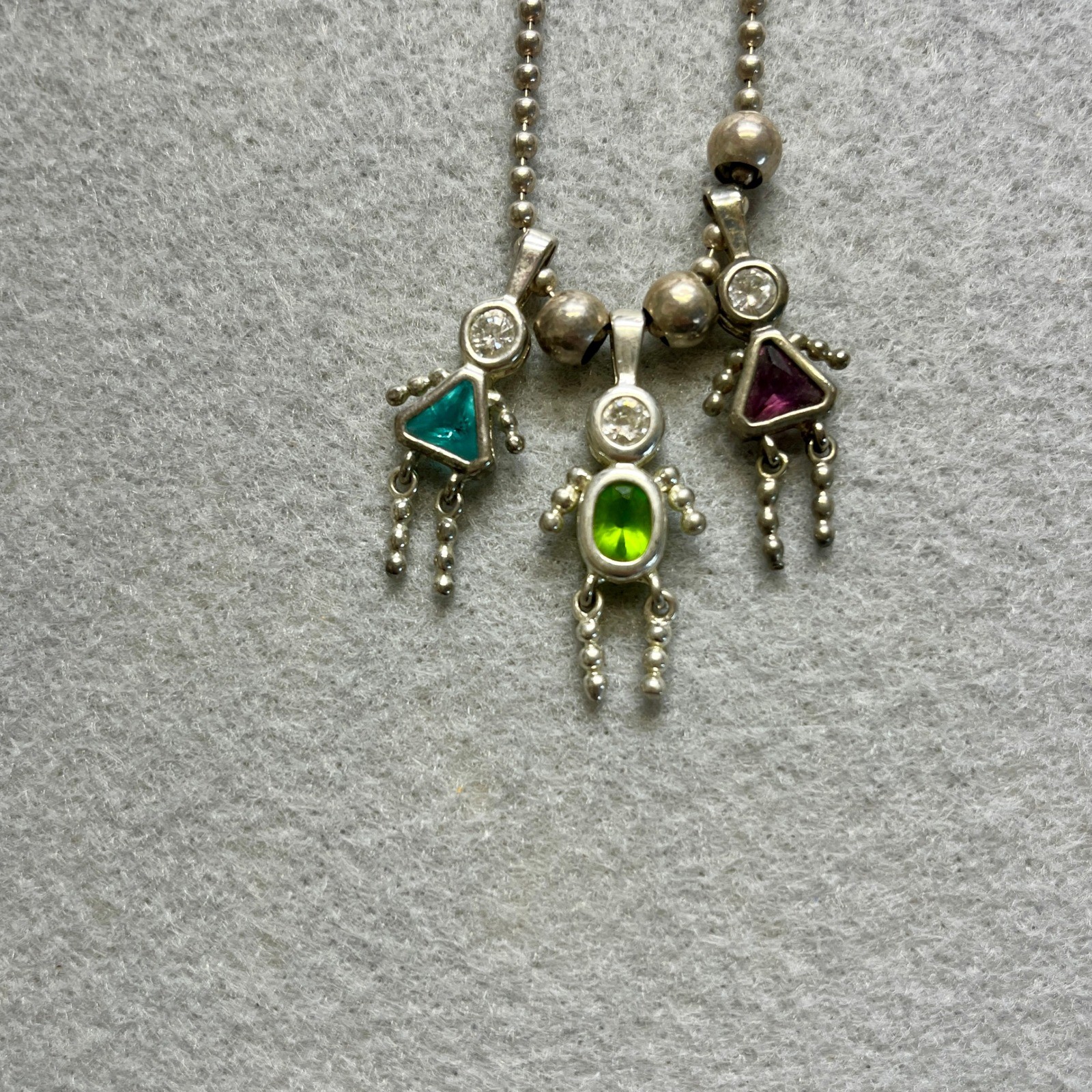 Silver 925 Ball Bead Chain Birthstone Kids Charm Pendants Aug Feb. Dec Necklace