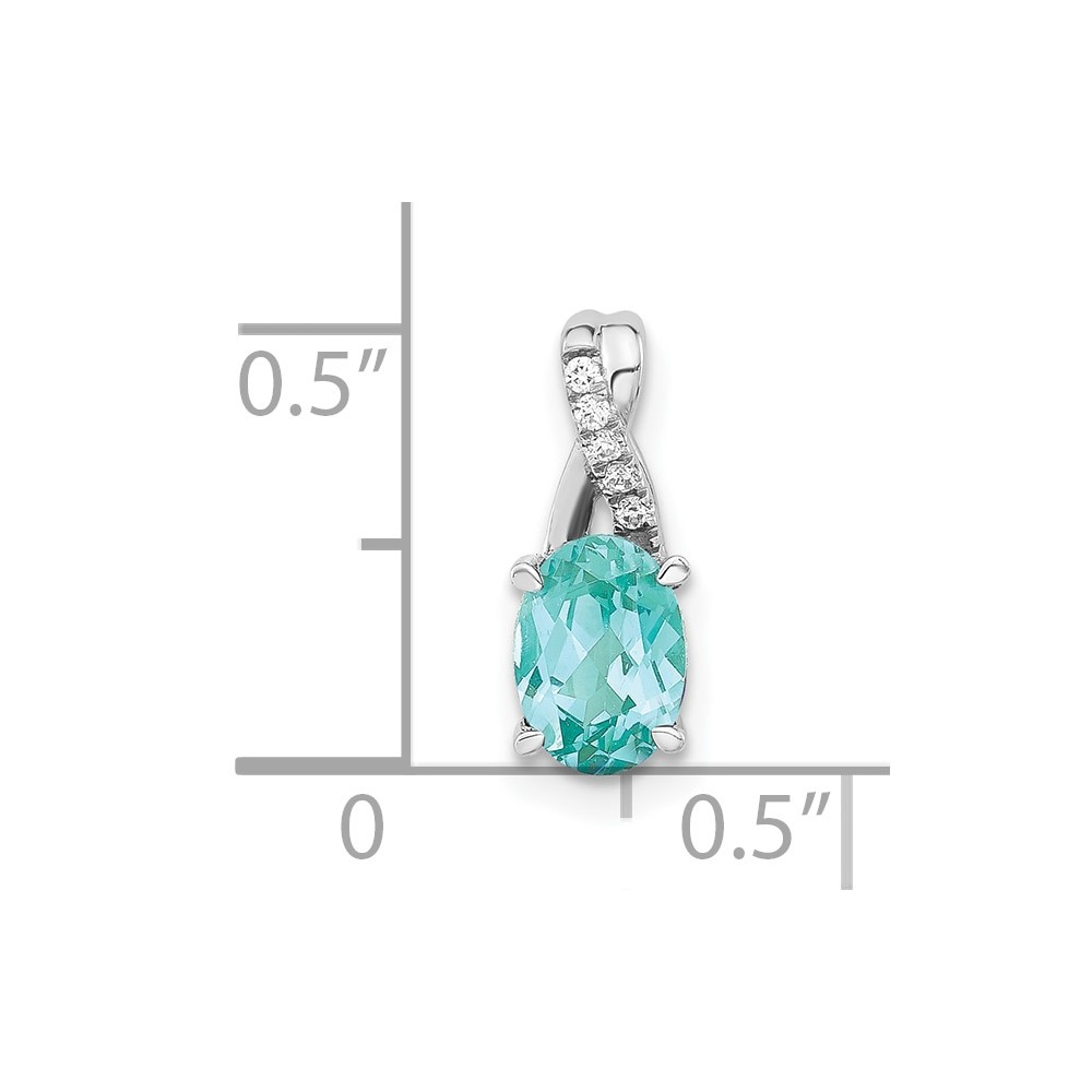 14k White Gold Lab Grown VS/SI FGH Diamond and Oval Cr Paraiba Pendant for Mom