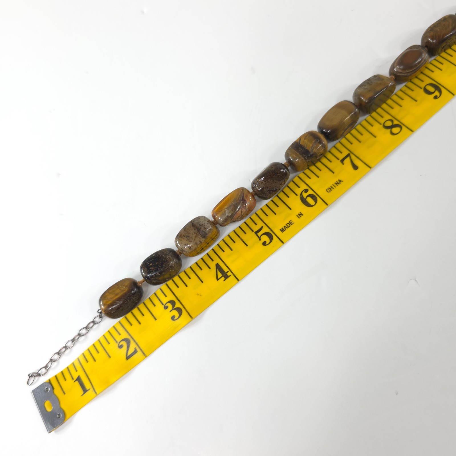 TIGER’S EYE NATURAL GEMSTONE NECKLACE WITH STERLING SILVER .925 20 in 110gr …