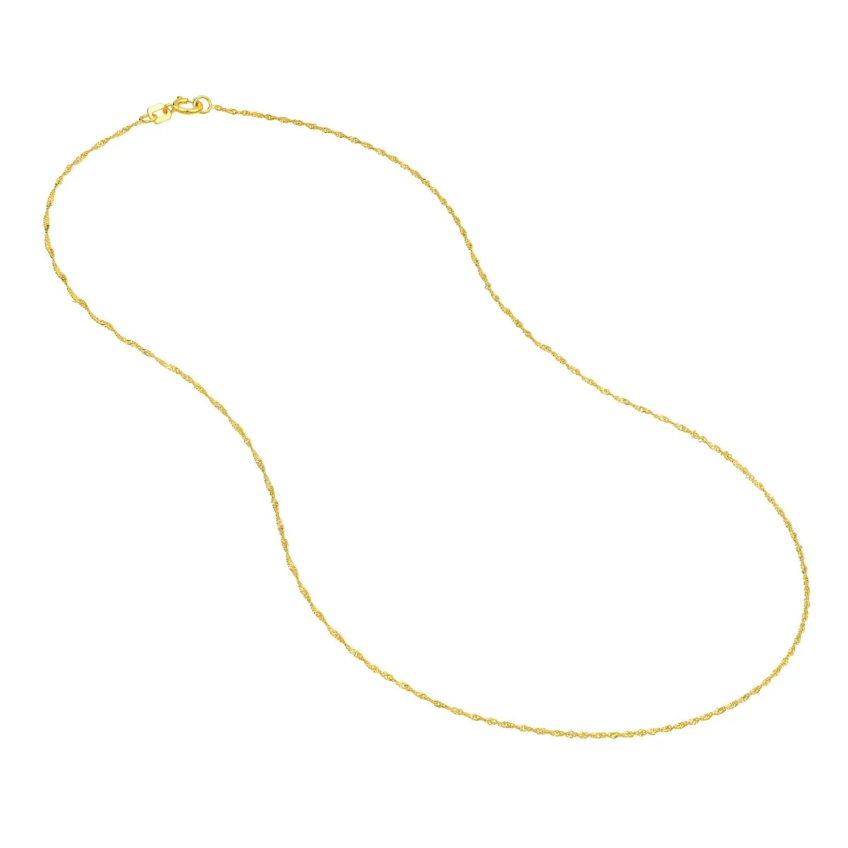14K Yellow Solid Gold Twisted Classic Singapore Chain Necklace Women 1-1.4mm