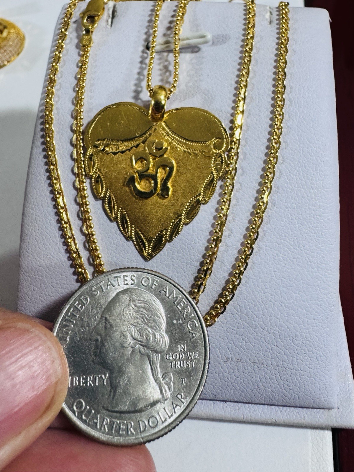 Saudi Dubai 22K Solid 916 Real Gold Heart Sikh Set Necklace 20” Long 9.0g 2.2mm