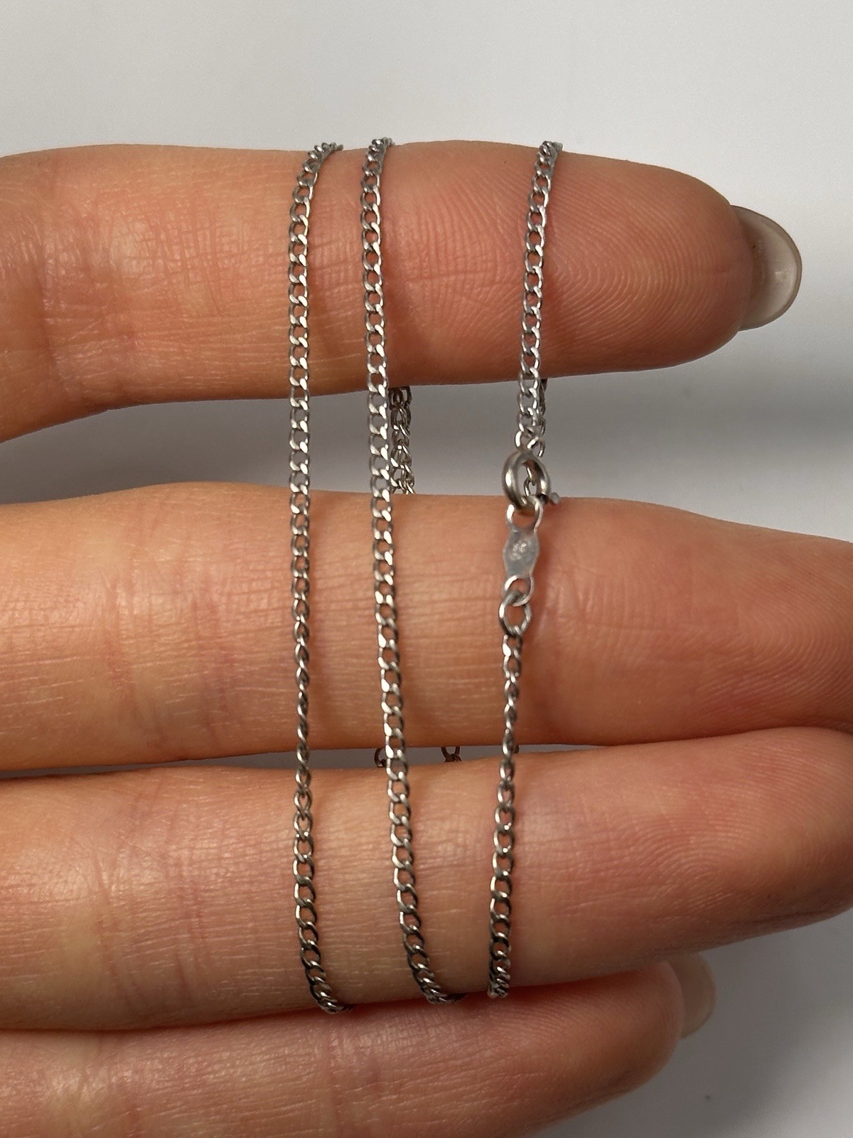 Solid 14K White Gold Link Chain Necklace, 16”, 1.9 g, 1.4 mm