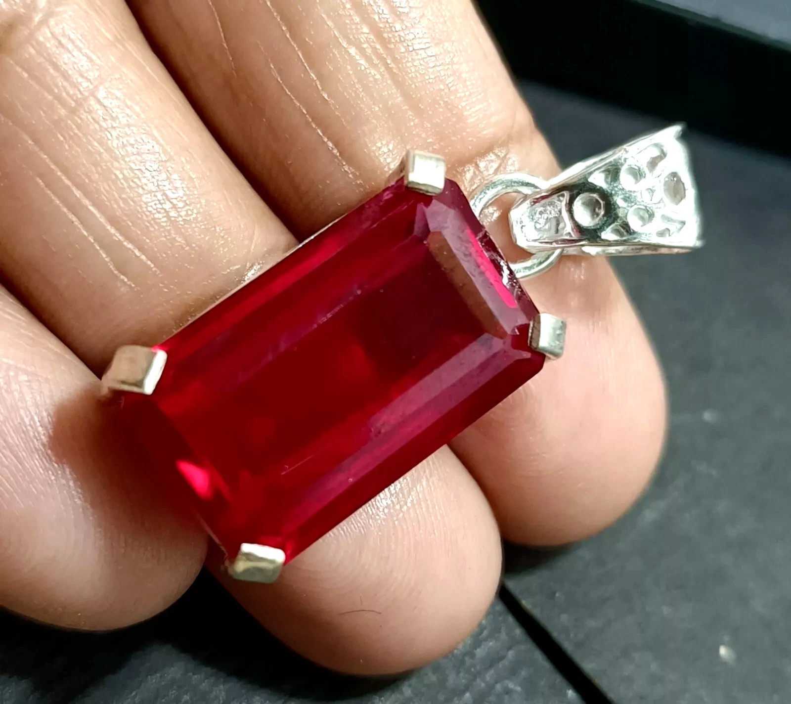 GIE Certified 42.68 Ct Natural RUBY 925 Solid Silver Pendant Loose Gemstone
