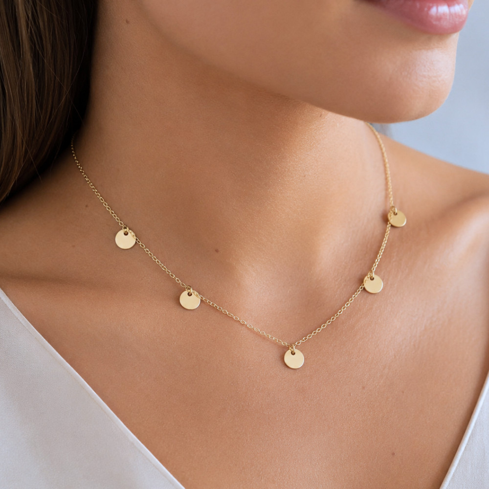 16″ + 2″ 14/20 Gold Filled Multi Disc Charm Necklace